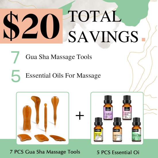 Gua Sha Facial Tools and Massage Oil Set, 12 in 1